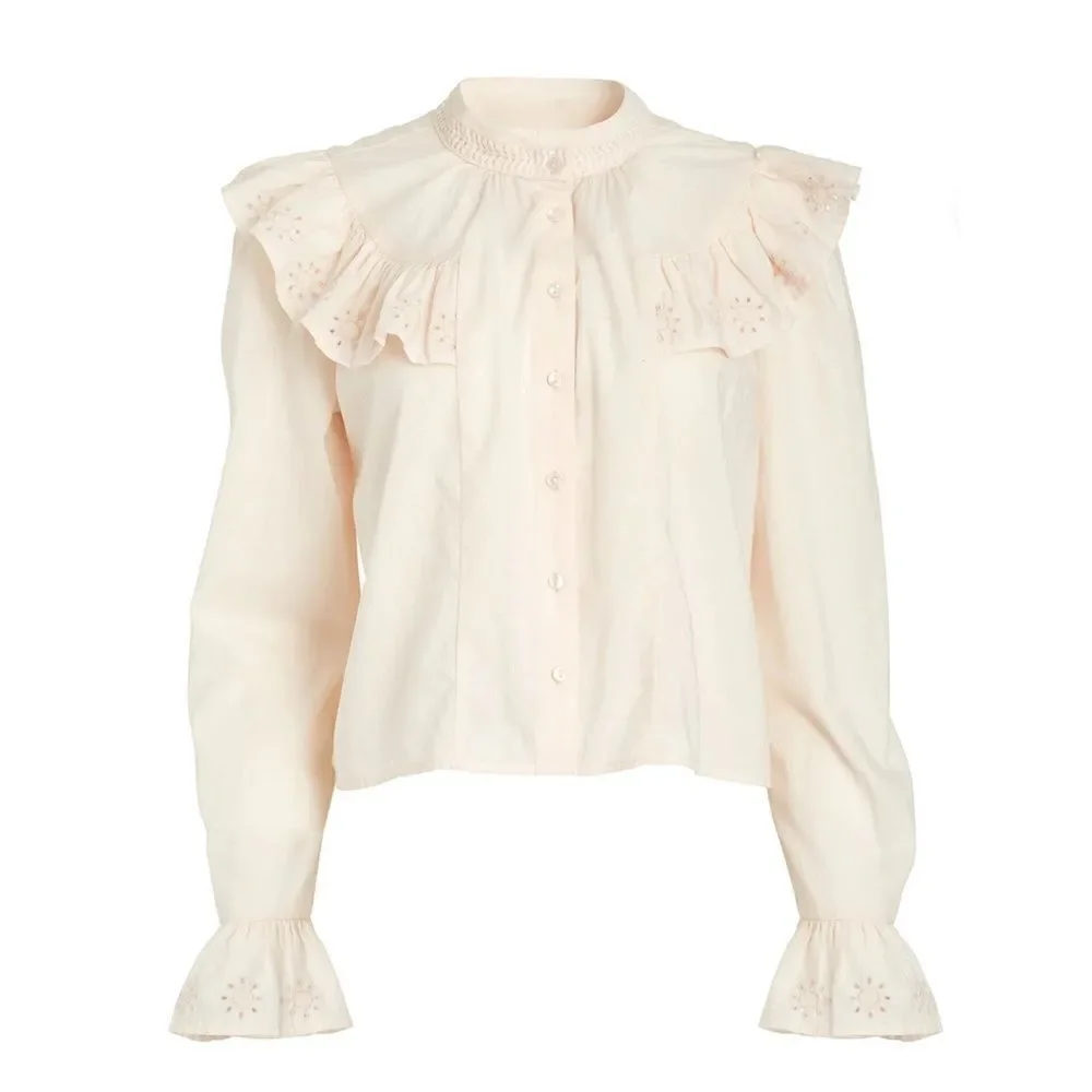 Women’s Lightweight Arista Ruffle Long Sleeve Shirt Blouse Size XS - Picture 5 of 10